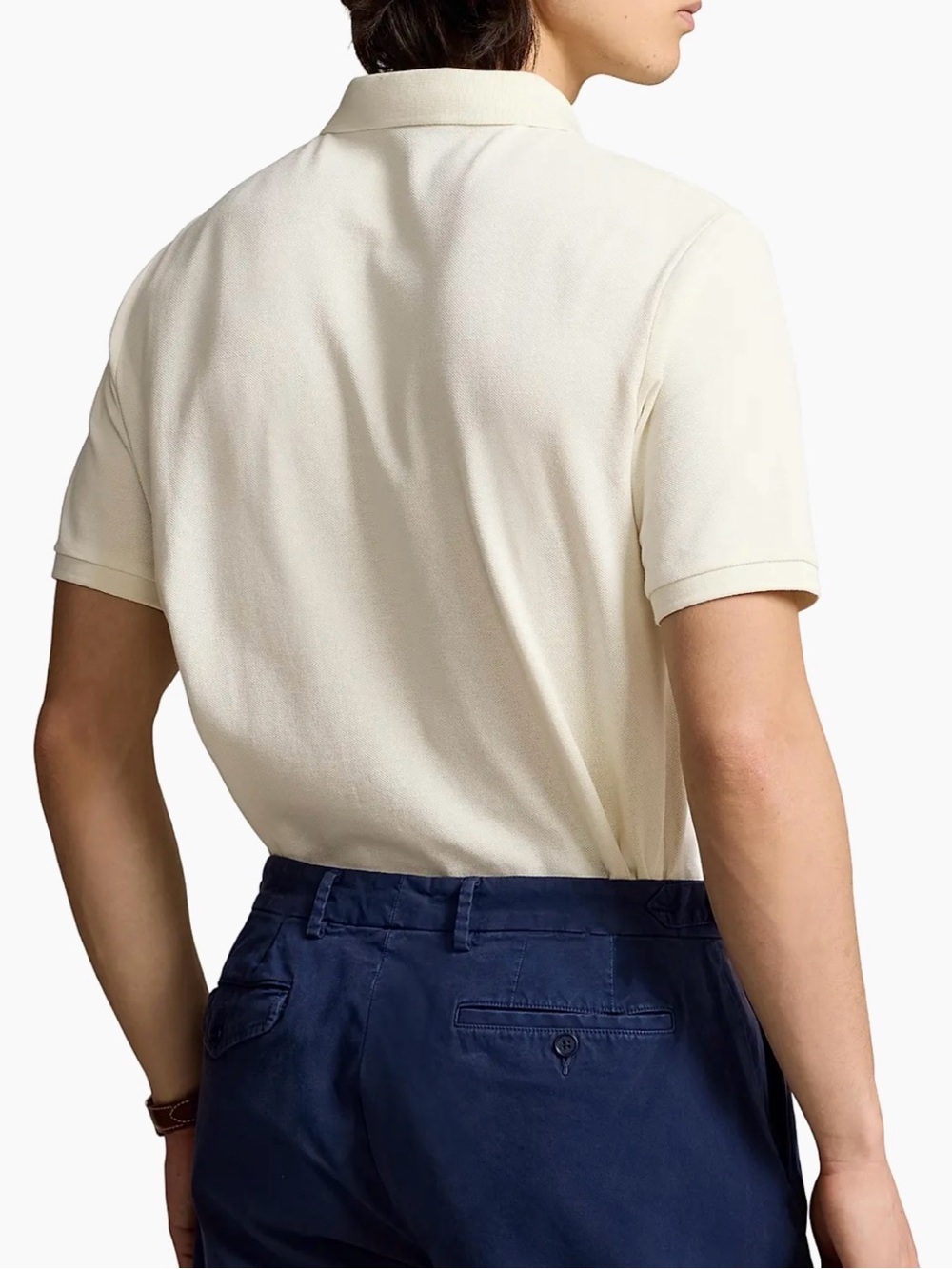 Men’s Polo by Ralph Lauren Cream Short-Sleeve Custom Slim Fit Polo Size L - Picture 2 of 15
